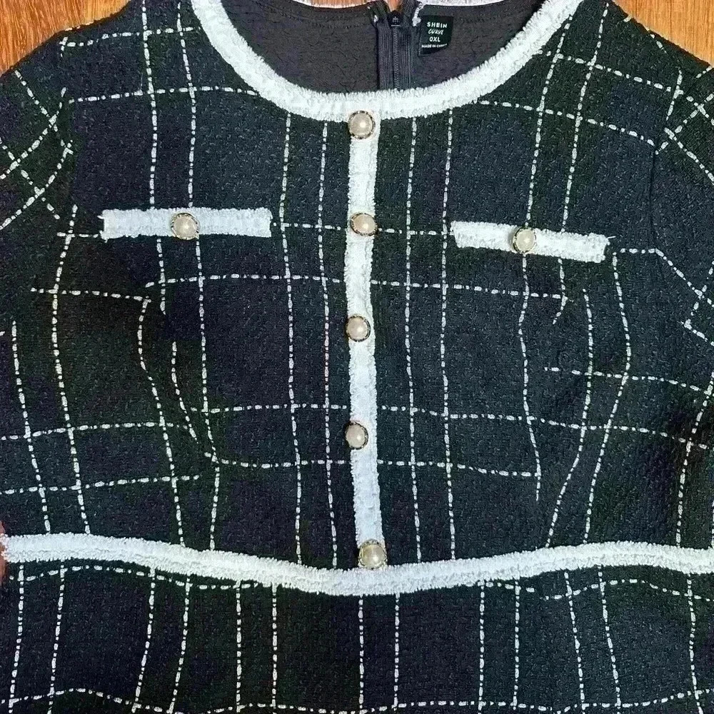 SHEIN | Privé Plaid Print  Button Detail Fitted Dress Size XL - Picture 5 of 10